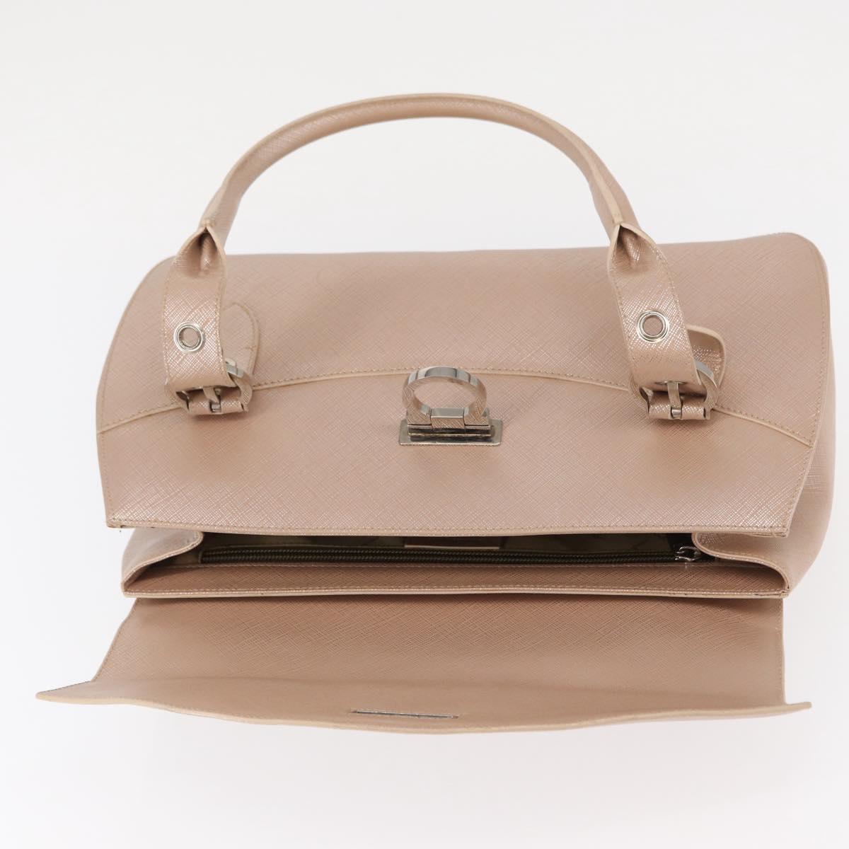 Salvatore Ferragamo Gancini Shoulder Bag Leather Pink Silver Auth ka356