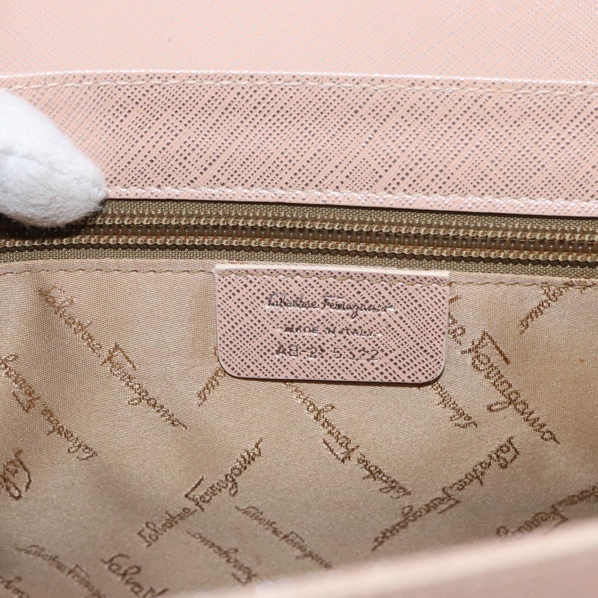 Salvatore Ferragamo Gancini Shoulder Bag Leather Pink Silver Auth ka356