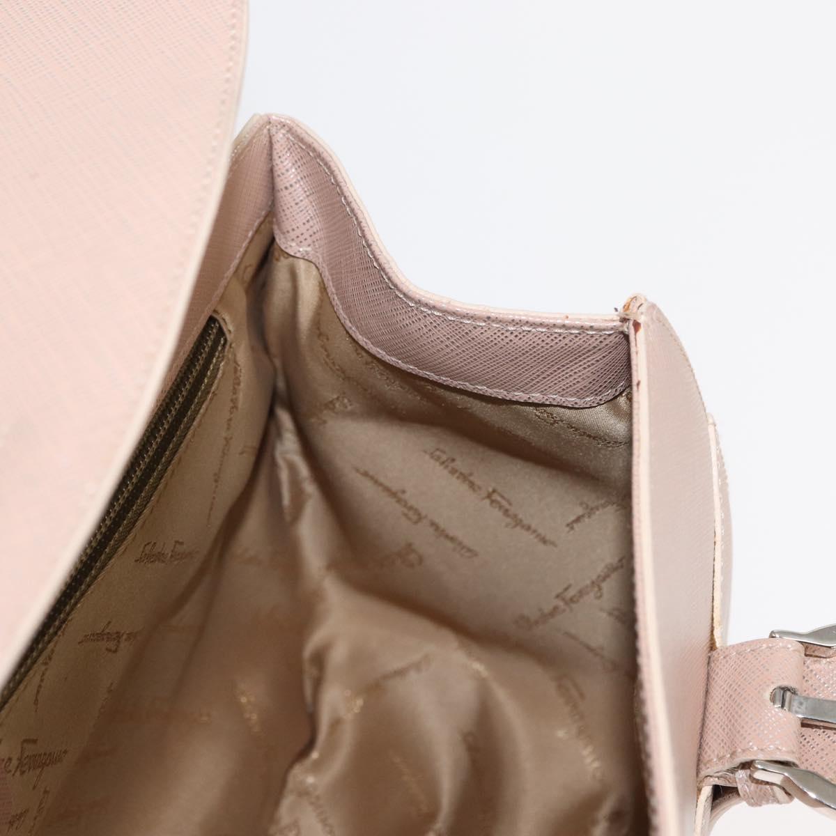 Salvatore Ferragamo Gancini Shoulder Bag Leather Pink Silver Auth ka356