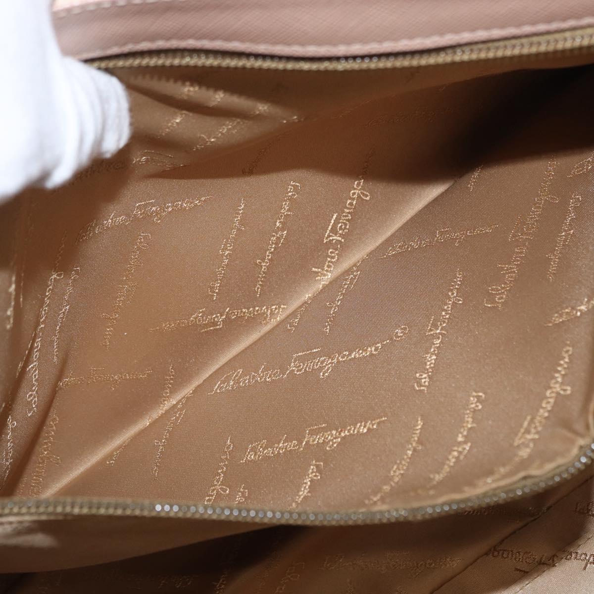 Salvatore Ferragamo Gancini Shoulder Bag Leather Pink Silver Auth ka356