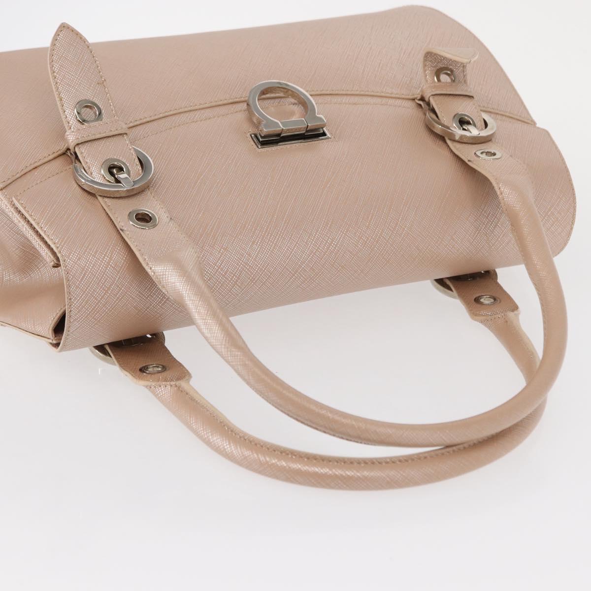 Salvatore Ferragamo Gancini Shoulder Bag Leather Pink Silver Auth ka356