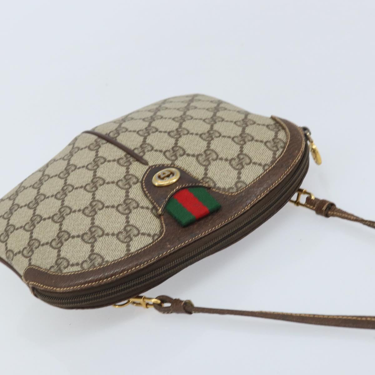 GUCCI GG Supreme Web Sherry Line Bag PVC Beige Gold 904 02 047 Auth ka3560