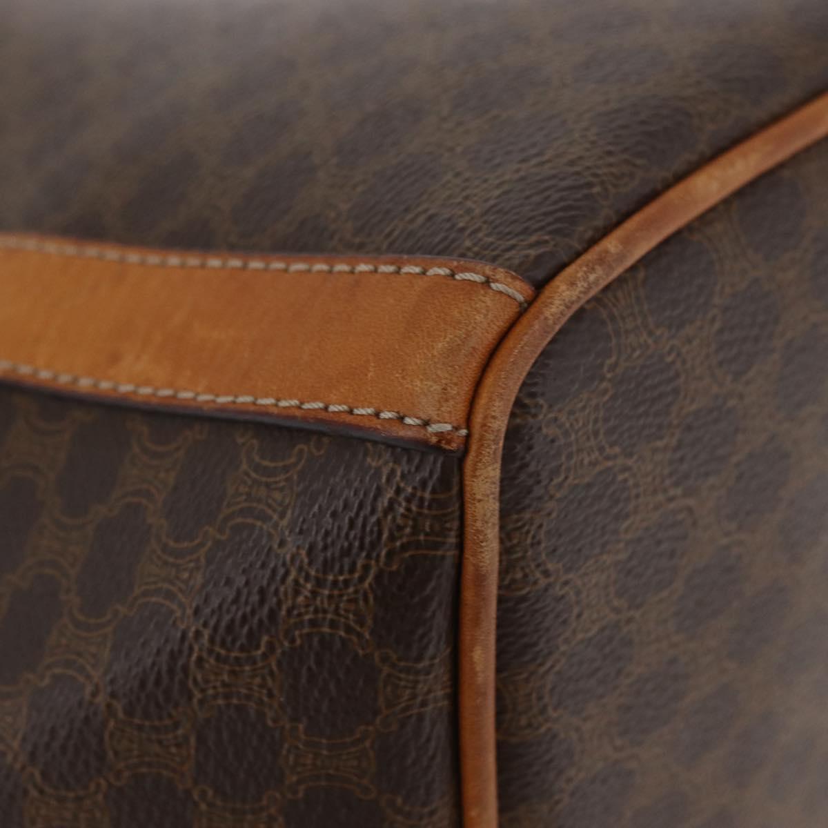 CELINE Macadam Canvas Shoulder Bag PVC Leather Brown Gold Auth ka3561