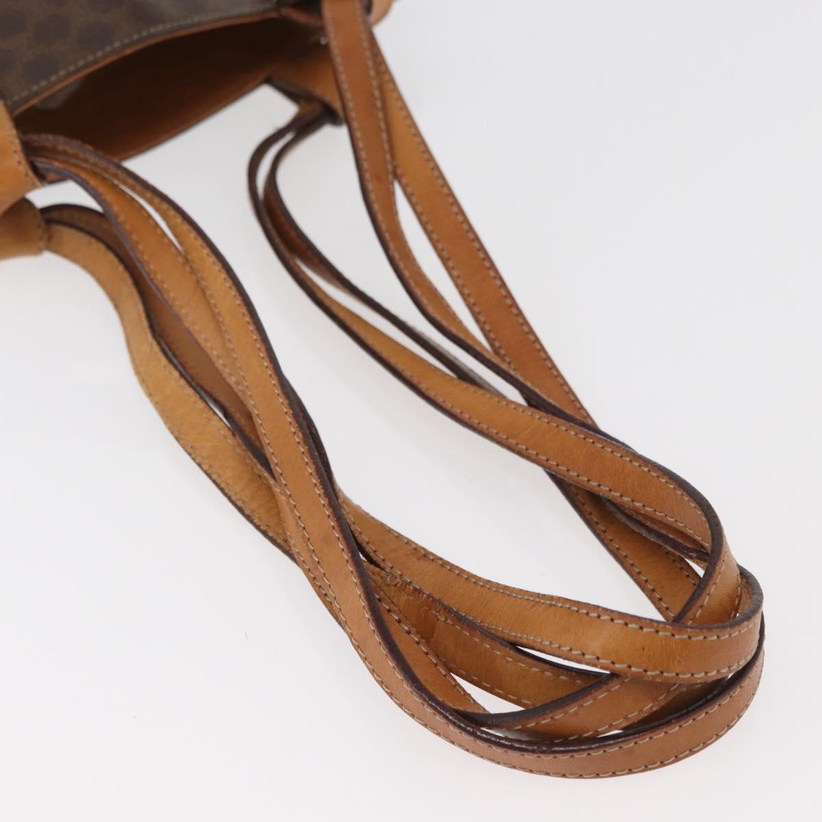 CELINE Macadam Canvas Shoulder Bag PVC Leather Brown Gold Auth ka3561
