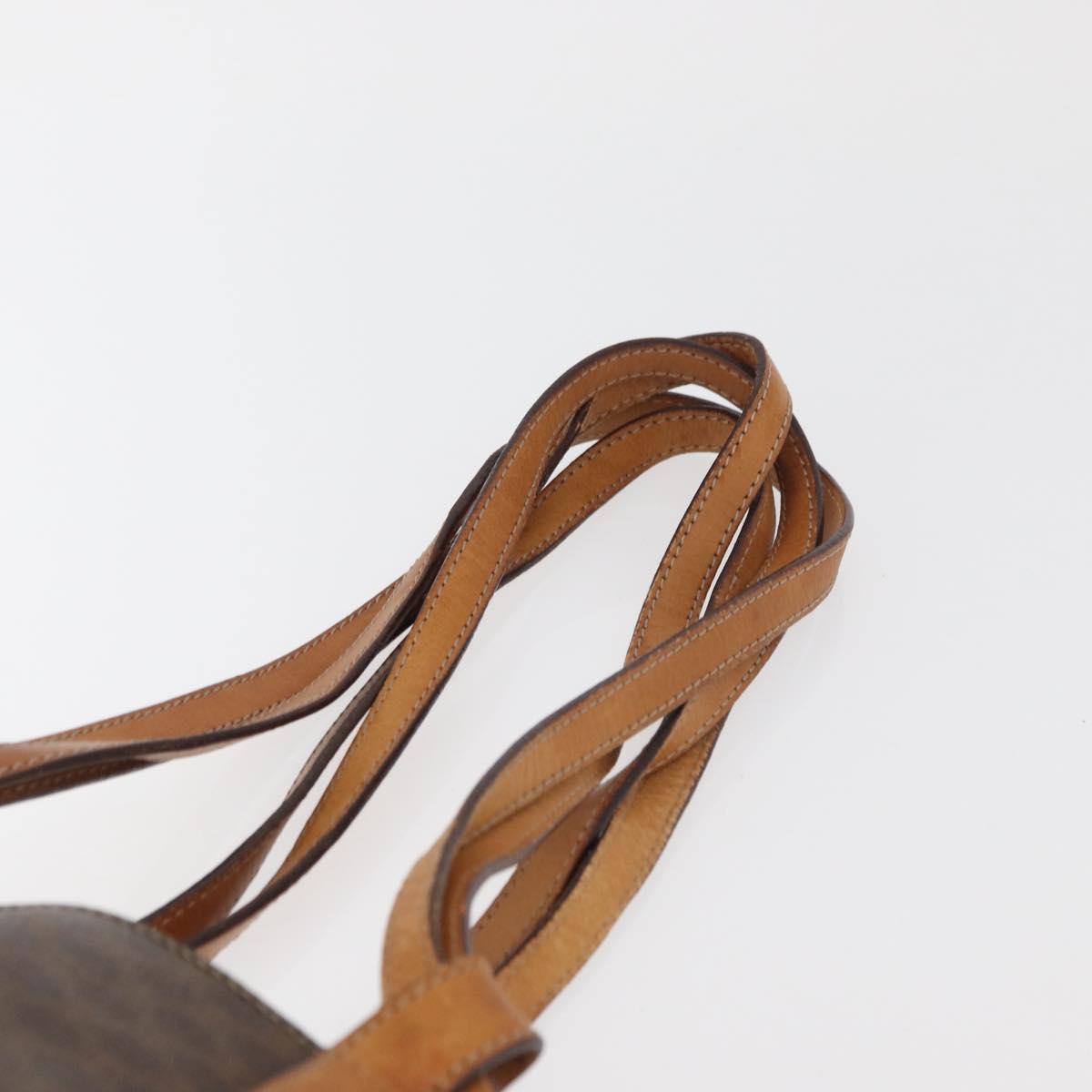 CELINE Macadam Canvas Shoulder Bag PVC Leather Brown Gold Auth ka3561