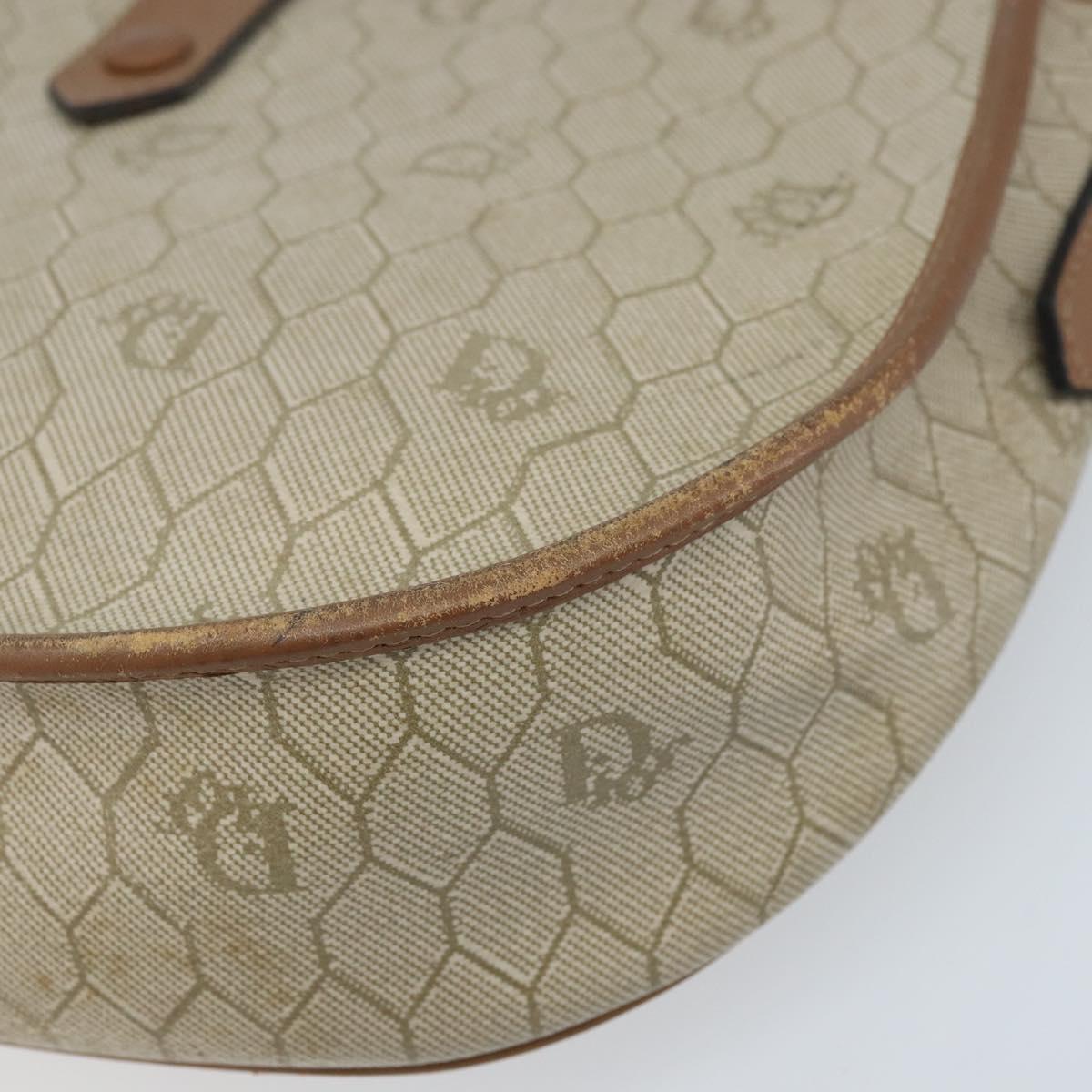 Christian Dior Honeycomb Canvas Shoulder Bag PVC Beige Gold Auth ka3563