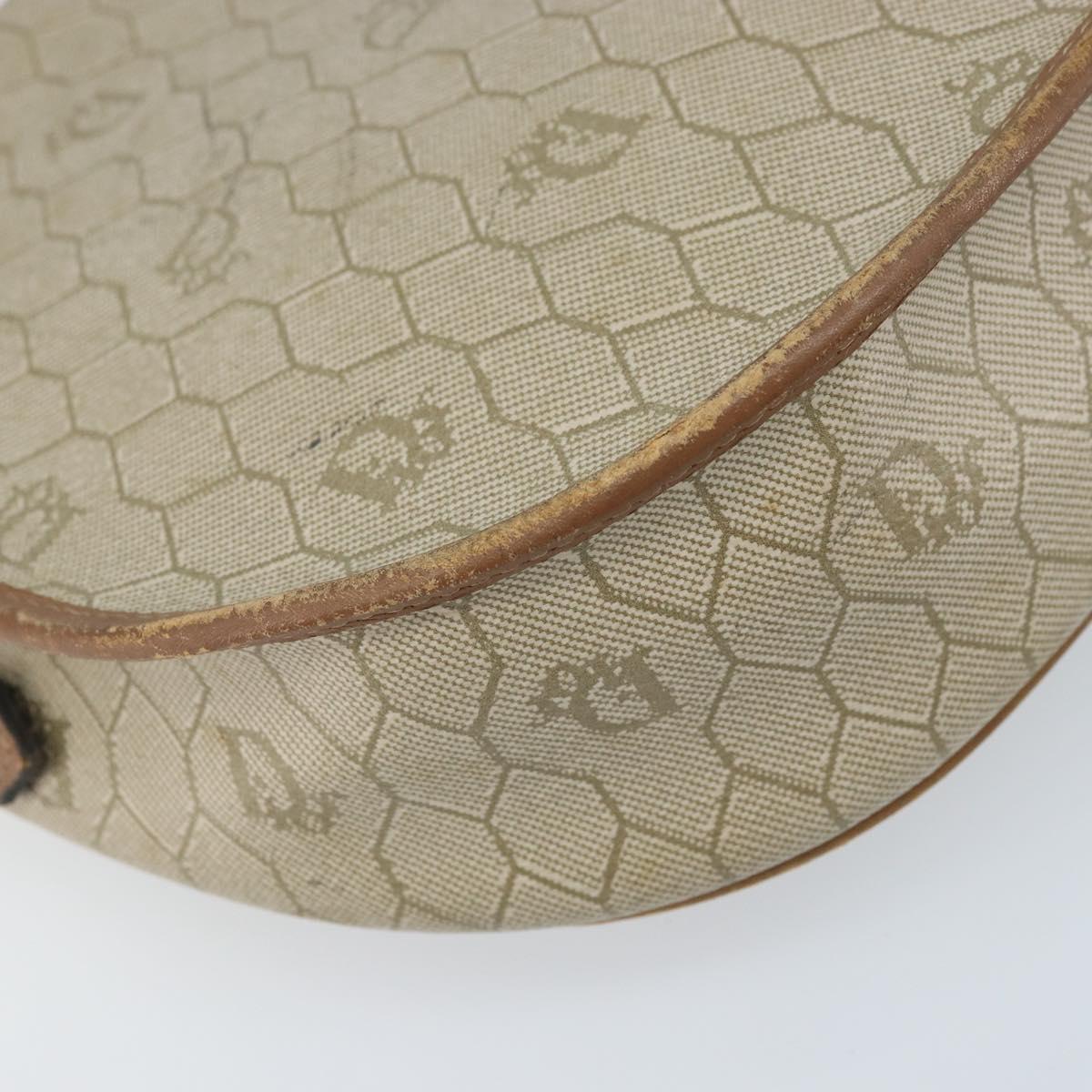 Christian Dior Honeycomb Canvas Shoulder Bag PVC Beige Gold Auth ka3563