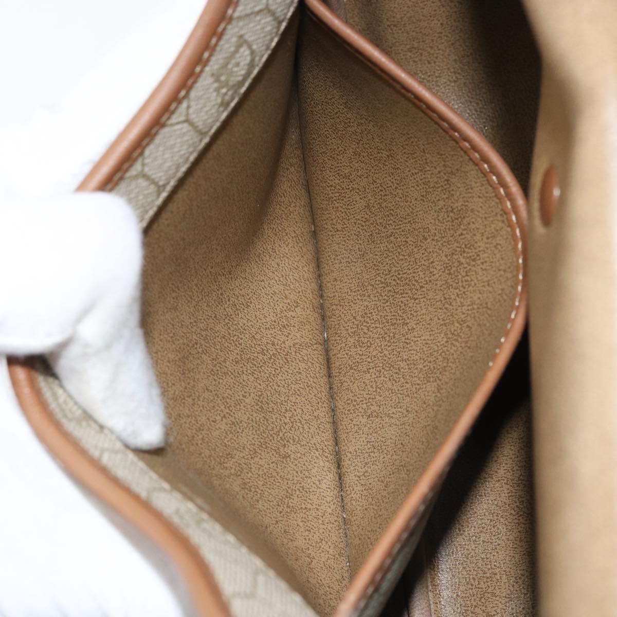 Christian Dior Honeycomb Canvas Shoulder Bag PVC Beige Gold Auth ka3563