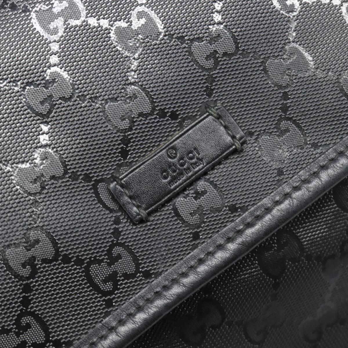GUCCI GG Implementation Shoulder Bag PVC Black Silver 201732 Auth ka3564