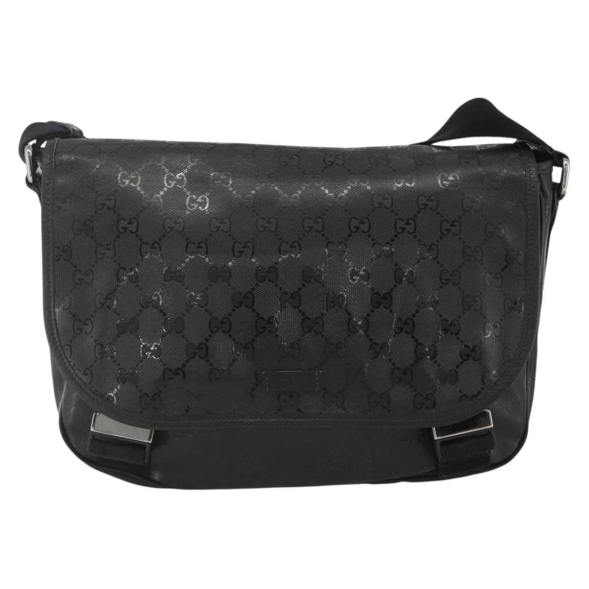 GUCCI GG Implementation Shoulder Bag PVC Black Silver 201732 Auth ka3564