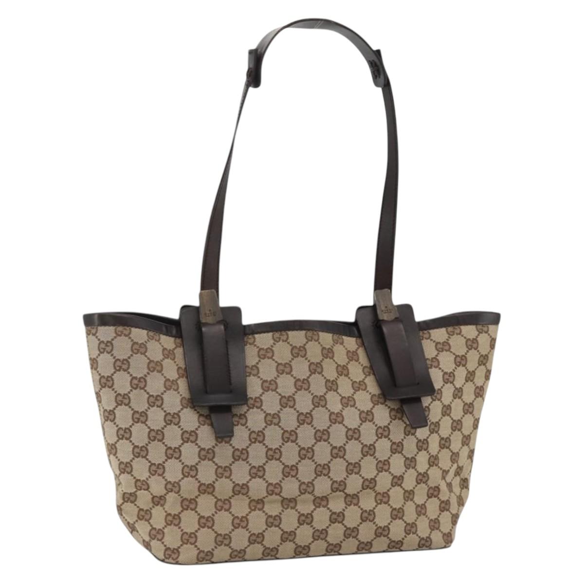 GUCCI GG Canvas Shoulder Bag Beige 106241 Auth ka3565