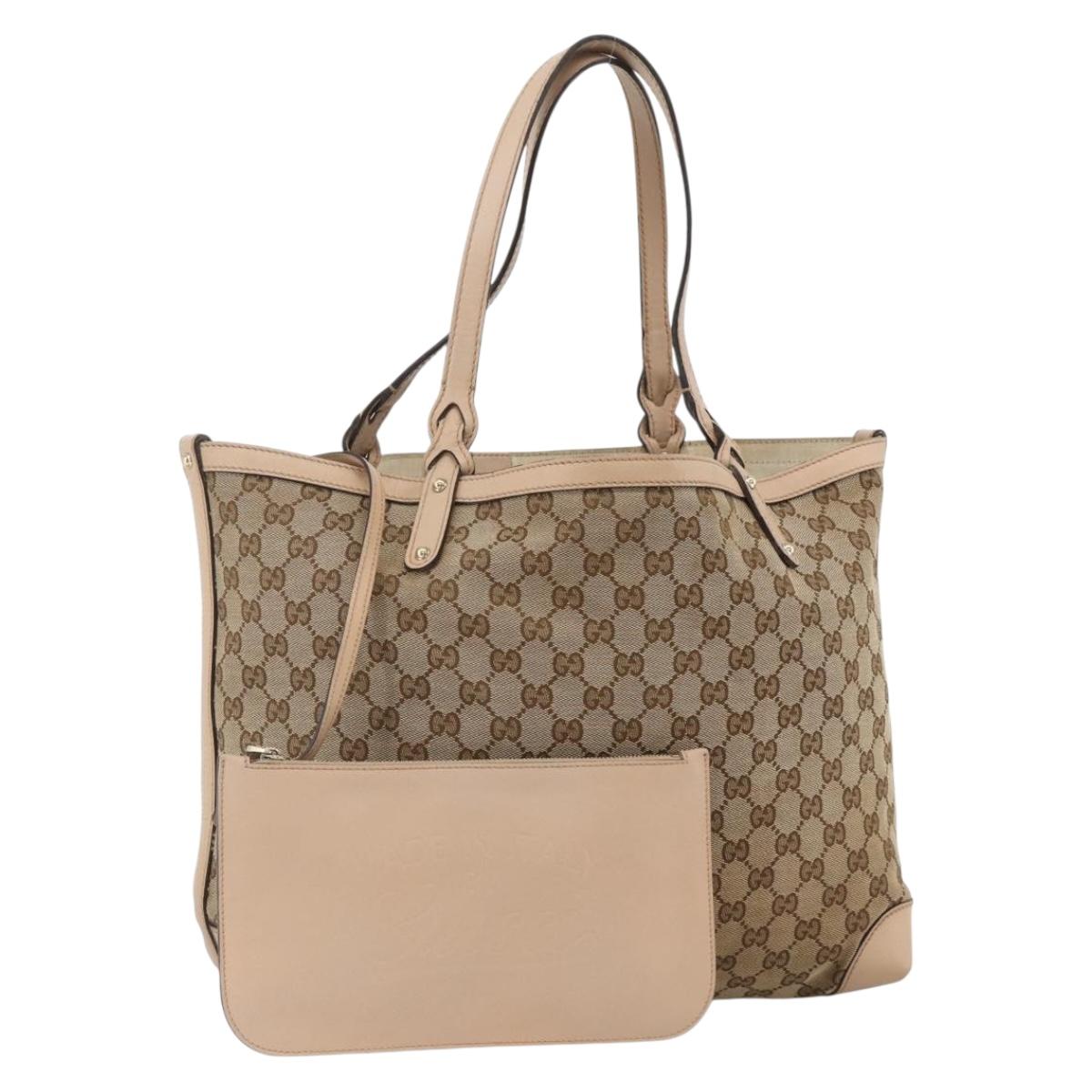 GUCCI GG Canvas Tote Bag Beige Gold 247209 Auth ka3566A