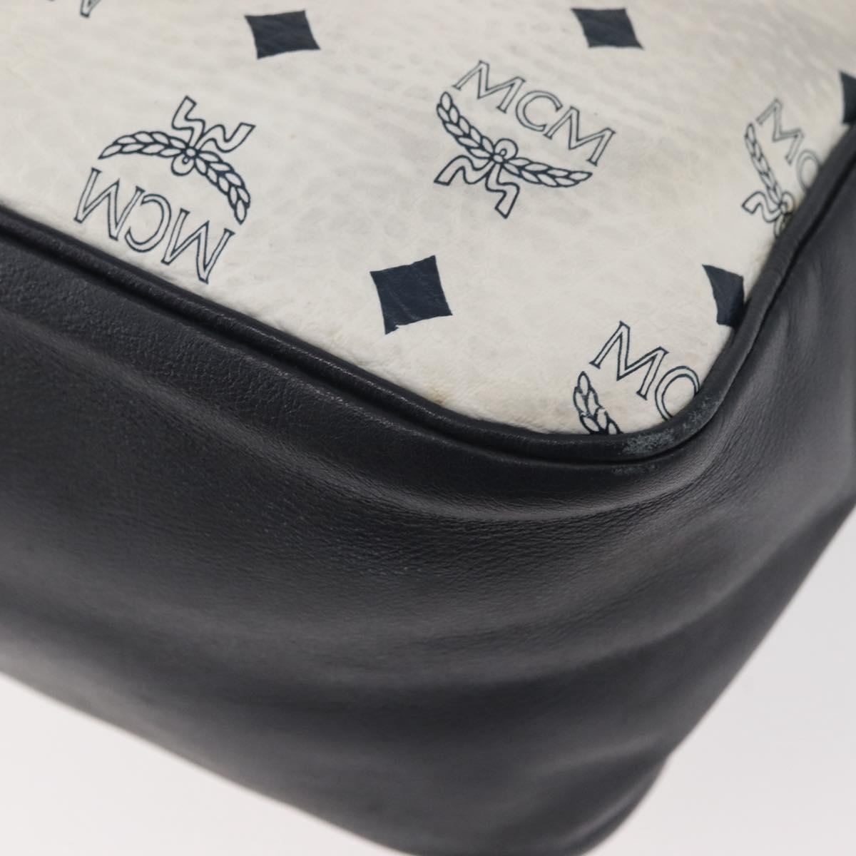 MCM Vicetos Logogram Shoulder Bag PVC Leather White Gold Auth ka3568
