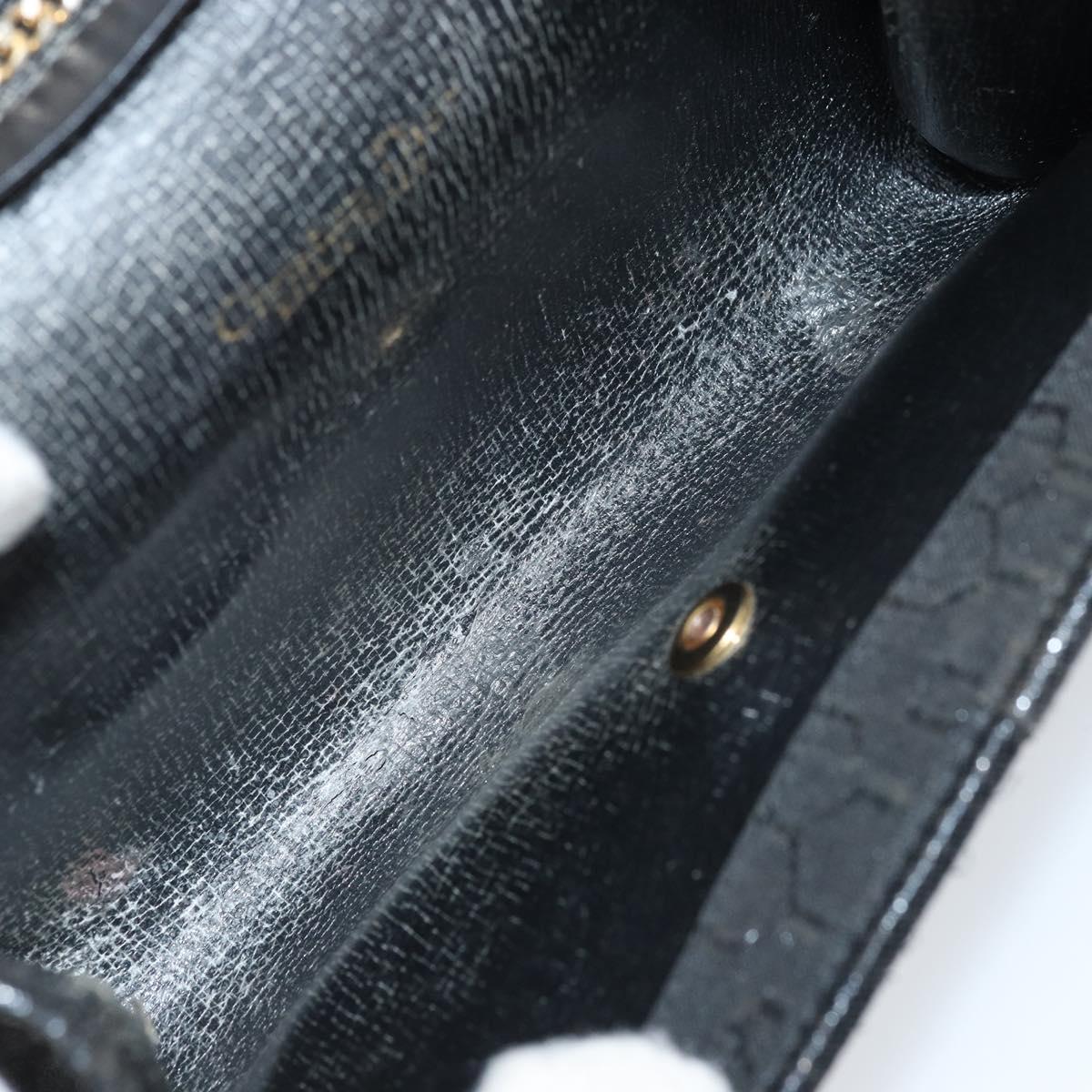 Christian Dior Honeycomb Canvas Chain Shoulder Bag PVC Black Gold Auth ka3574