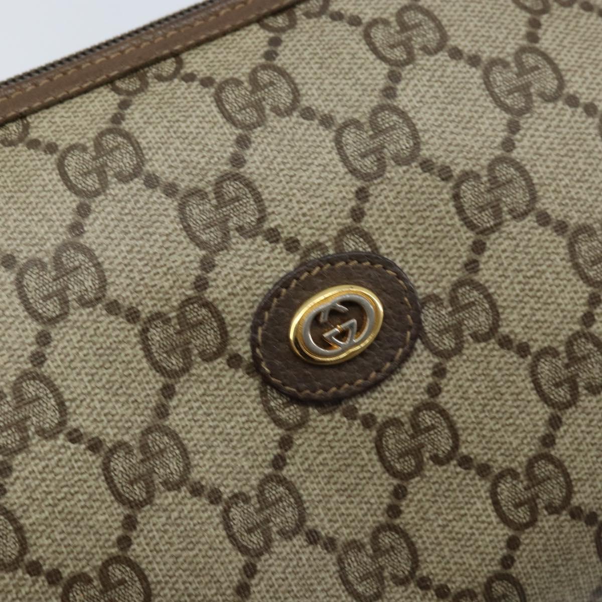 GUCCI GG Supreme Shoulder Bag PVC Beige Gold 89 01 021 Auth ka3575