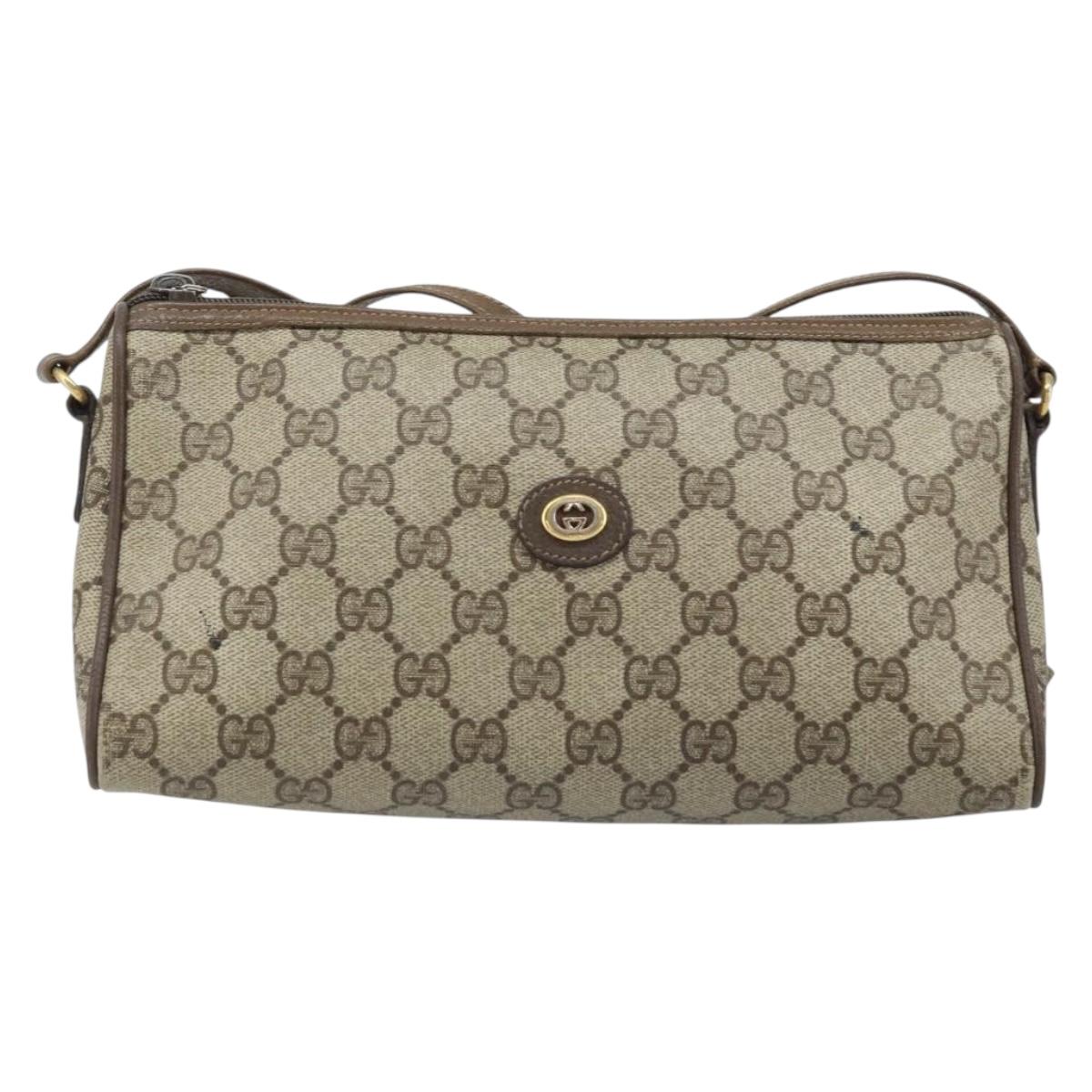 GUCCI GG Supreme Shoulder Bag PVC Beige Gold 89 01 021 Auth ka3575