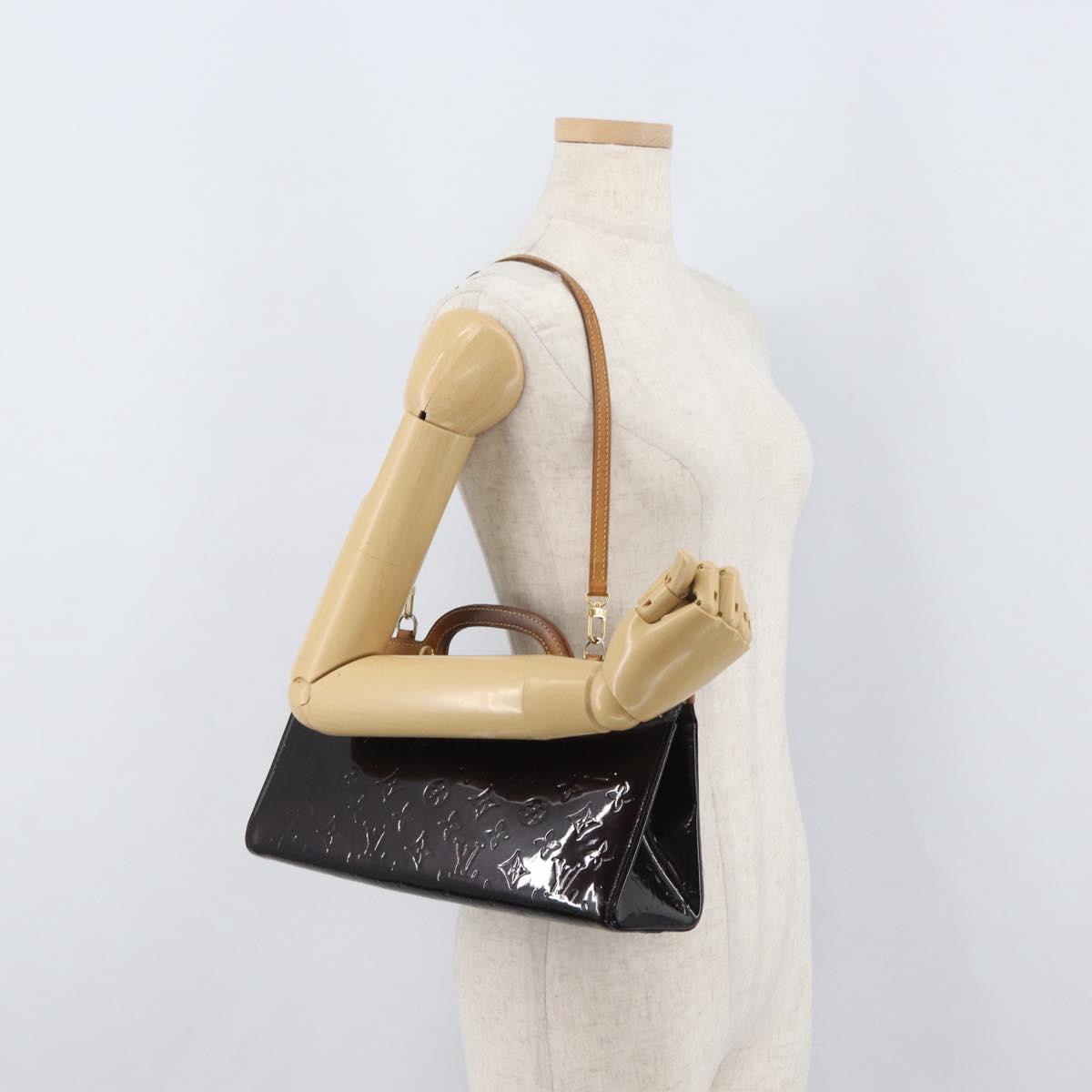 LOUIS VUITTON Monogram Vernis Roxbury Drive Hand Bag Amarante M91995 Auth ka3576