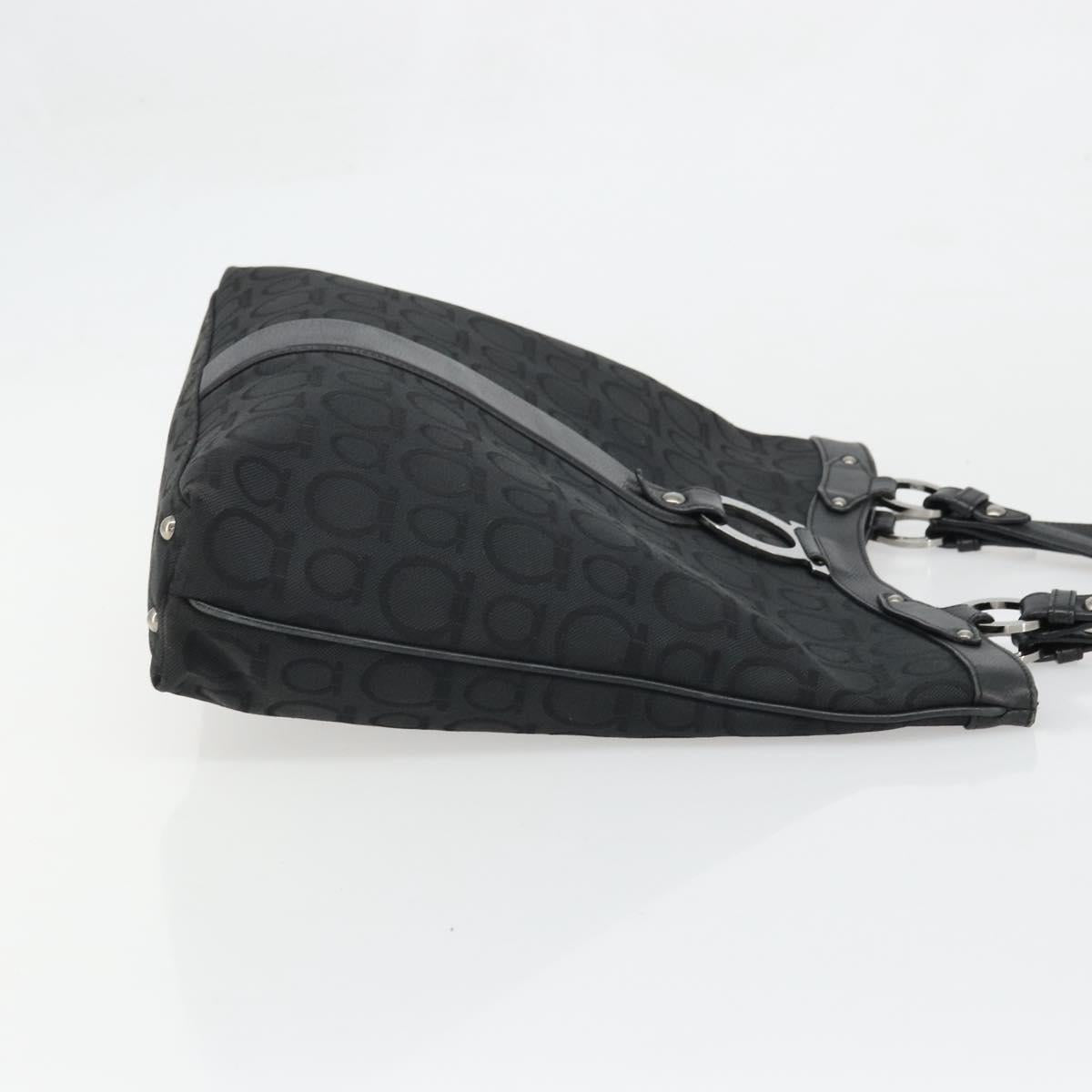 Salvatore Ferragamo Tote Bag Canvas Black Silver Auth ka3582