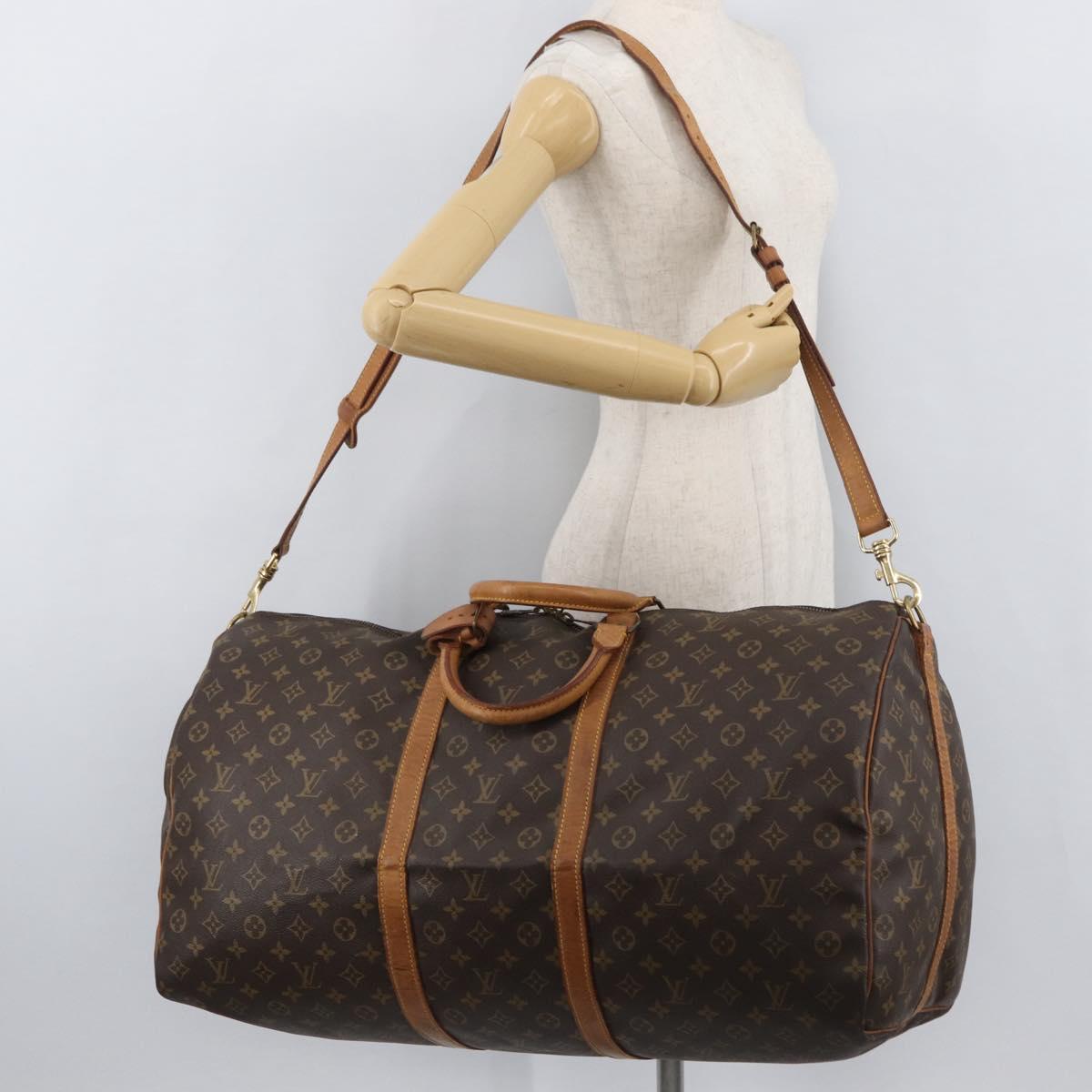LOUIS VUITTON Monogram Keepall Bandouliere 60 Boston Bag M41412 LV Auth ka3589