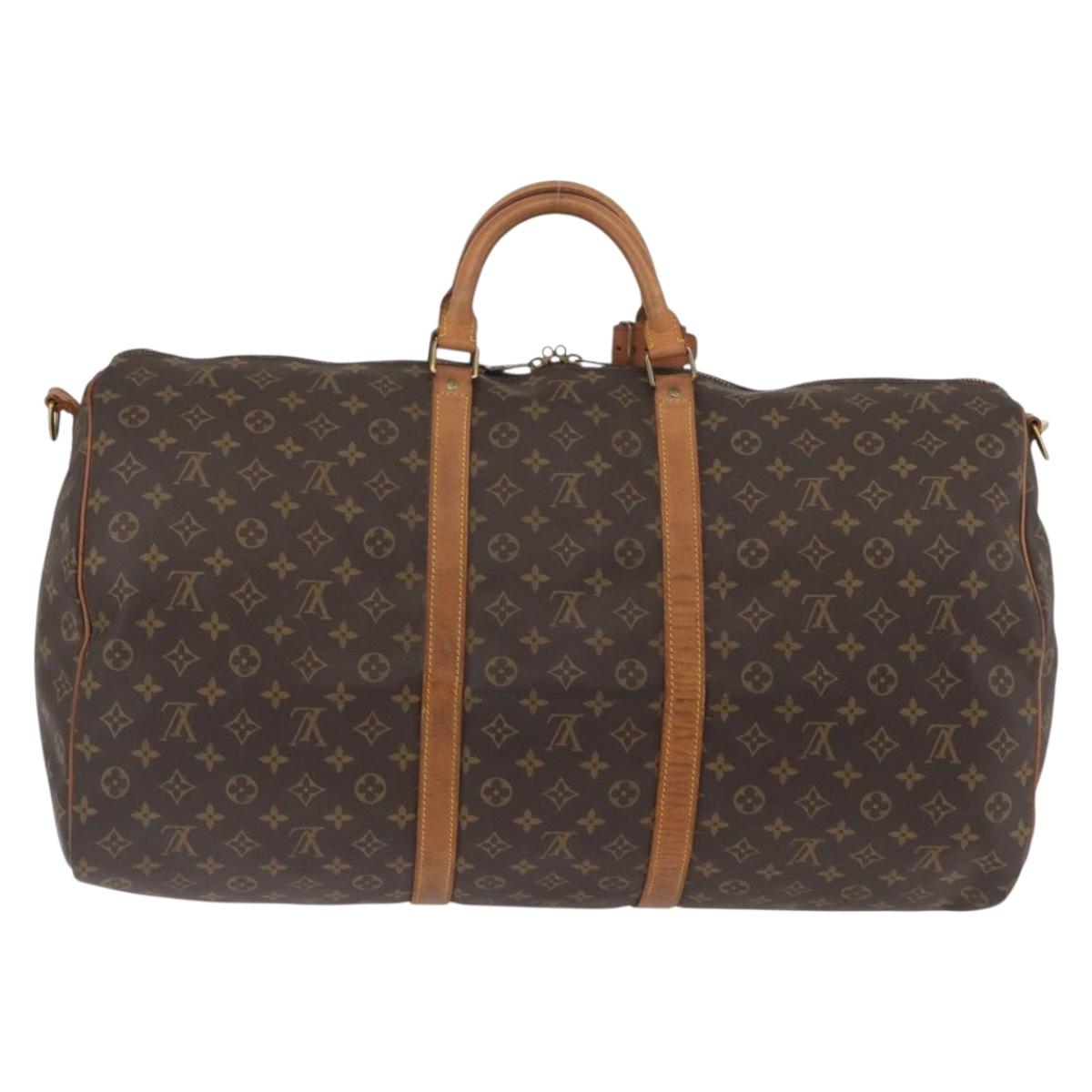 LOUIS VUITTON Monogram Keepall Bandouliere 60 Boston Bag M41412 LV Auth ka3589