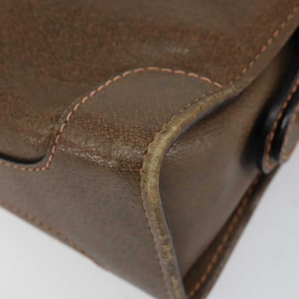 GUCCI Web Sherry Line Shoulder Bag Leather Brown Gold Auth ka359