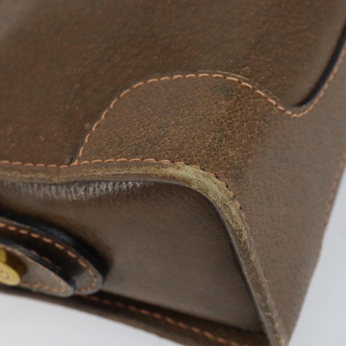 GUCCI Web Sherry Line Shoulder Bag Leather Brown Gold Auth ka359