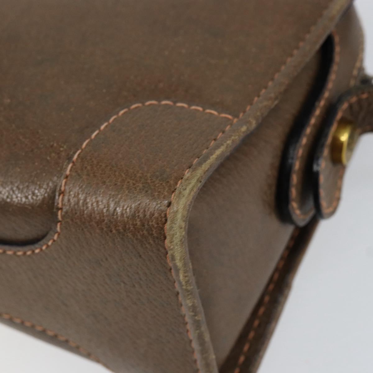 GUCCI Web Sherry Line Shoulder Bag Leather Brown Gold Auth ka359