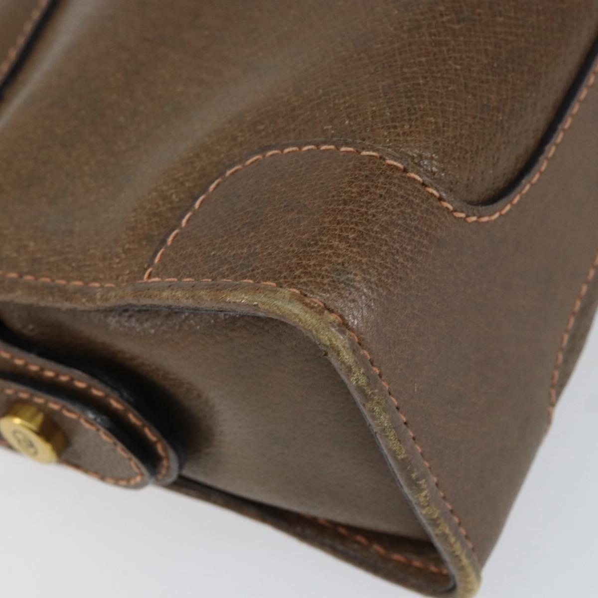 GUCCI Web Sherry Line Shoulder Bag Leather Brown Gold Auth ka359