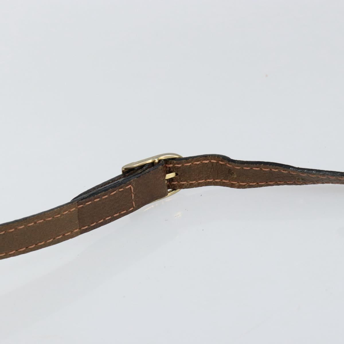 GUCCI Web Sherry Line Shoulder Bag Leather Brown Gold Auth ka359