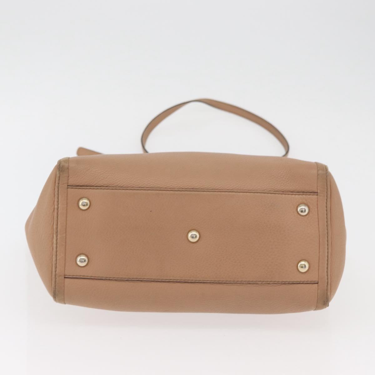 GUCCI Soho Interlocking Hand Bag Leather 2way Gold Beige 369176 Auth ka3592