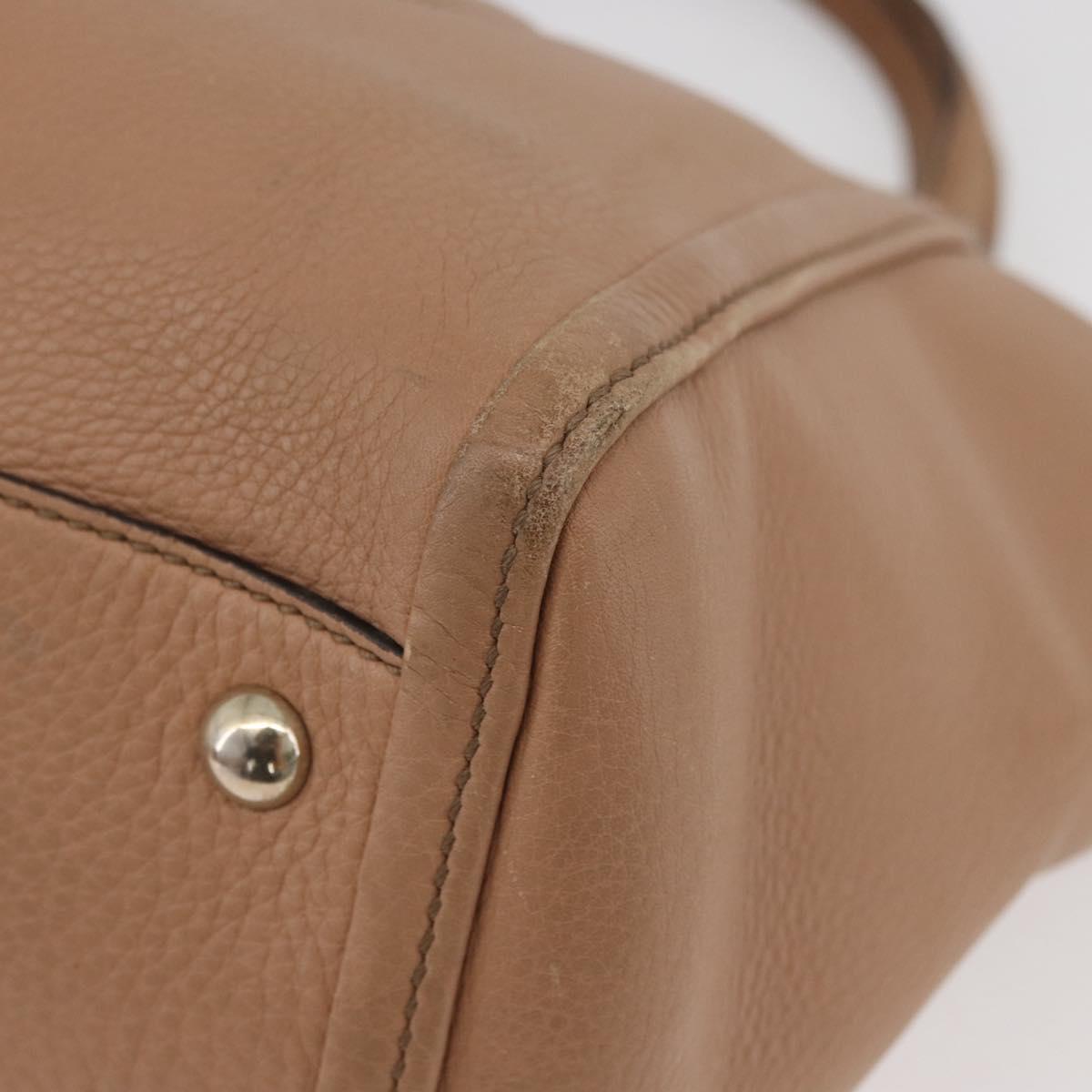 GUCCI Soho Interlocking Hand Bag Leather 2way Gold Beige 369176 Auth ka3592