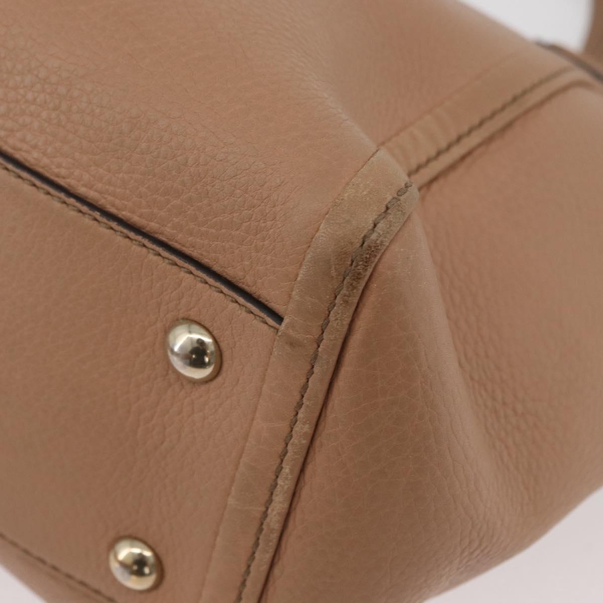 GUCCI Soho Interlocking Hand Bag Leather 2way Gold Beige 369176 Auth ka3592