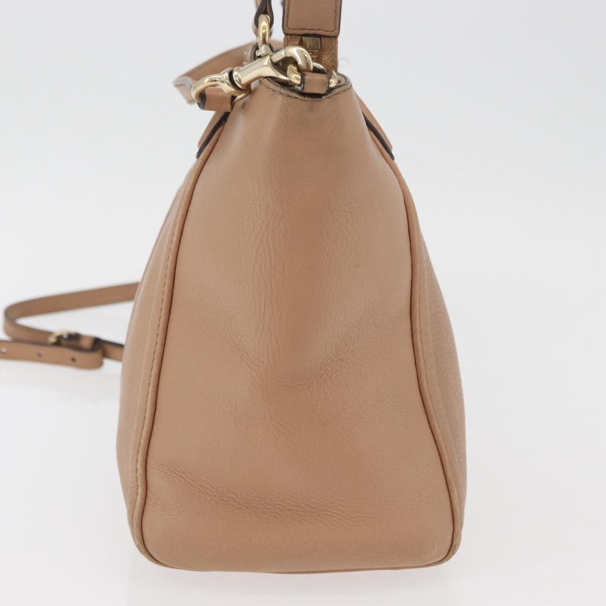 GUCCI Soho Interlocking Hand Bag Leather 2way Gold Beige 369176 Auth ka3592