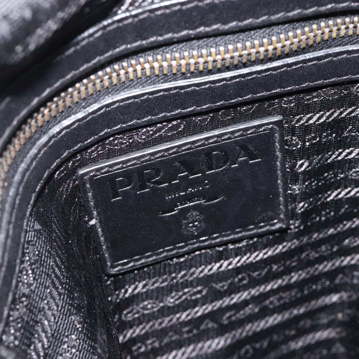 PRADA Shoulder Bag Leather Black Silver Auth ka3596A