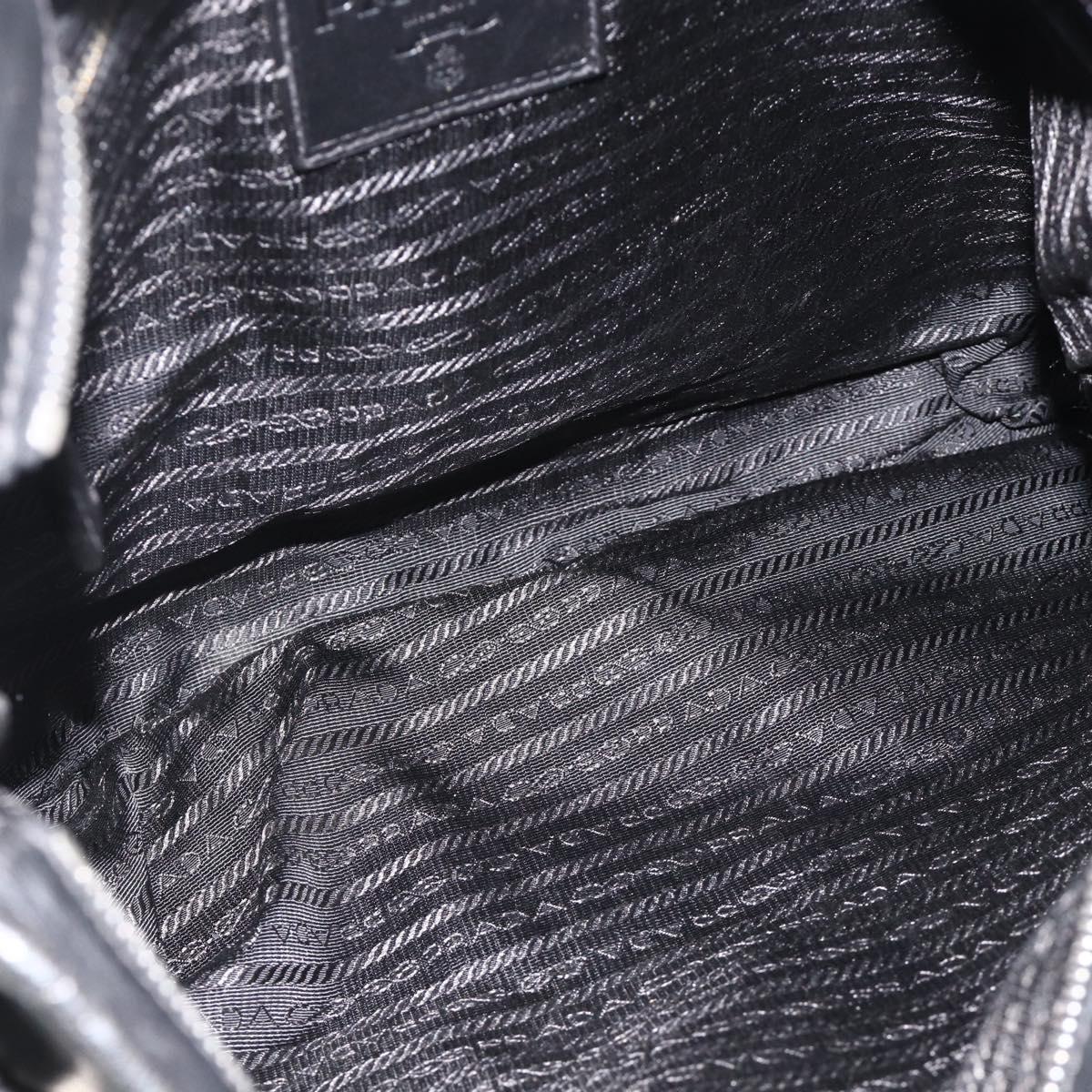 PRADA Shoulder Bag Leather Black Silver Auth ka3596A