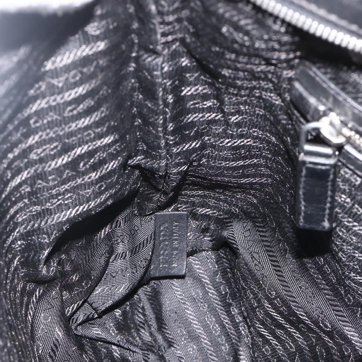PRADA Shoulder Bag Leather Black Silver Auth ka3596A