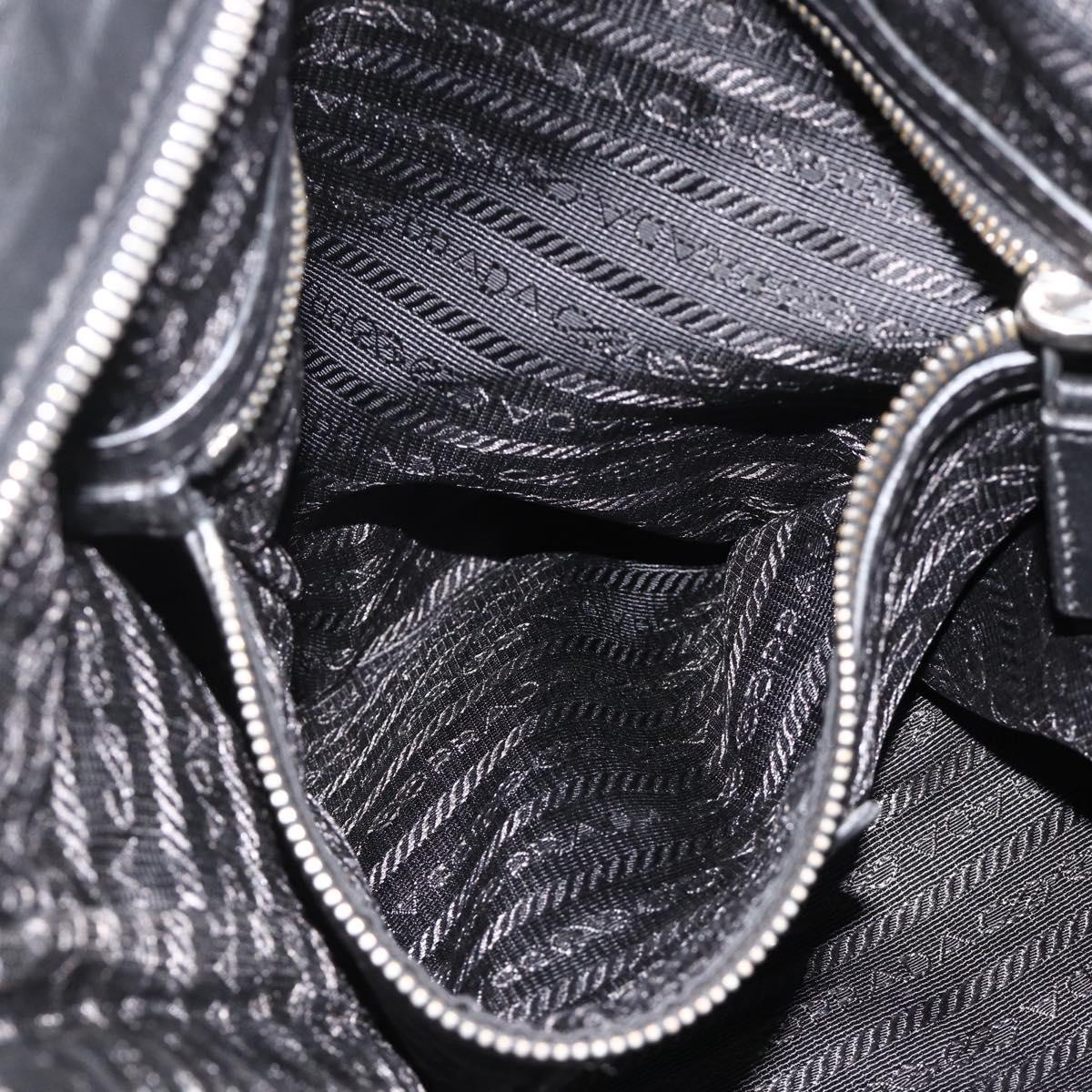 PRADA Shoulder Bag Leather Black Silver Auth ka3596A