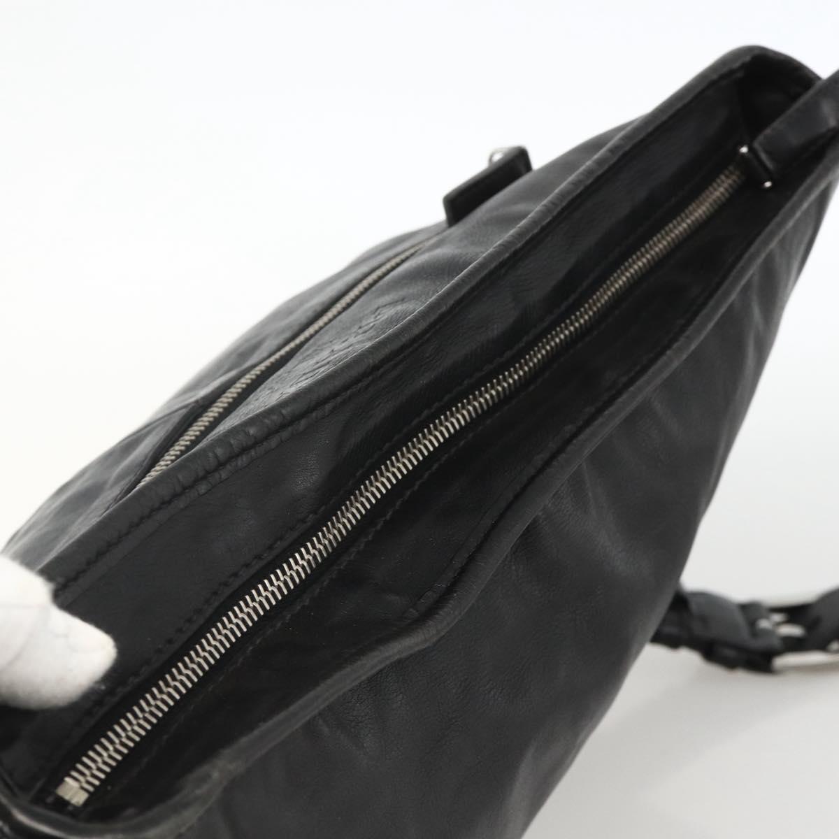 PRADA Shoulder Bag Leather Black Silver Auth ka3596A