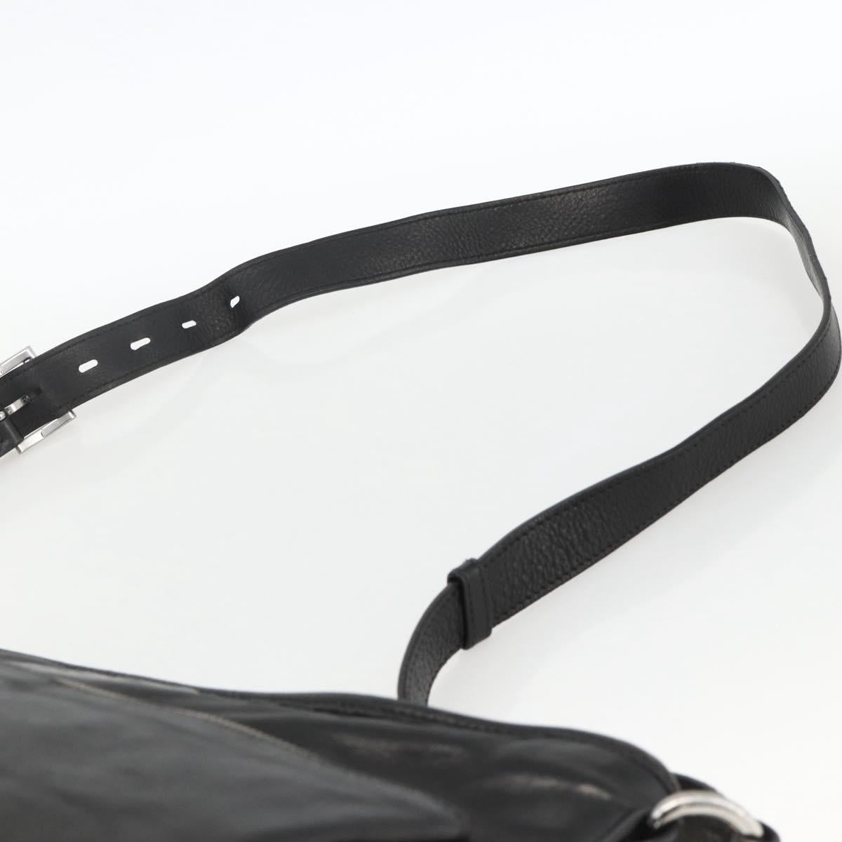 PRADA Shoulder Bag Leather Black Silver Auth ka3596A