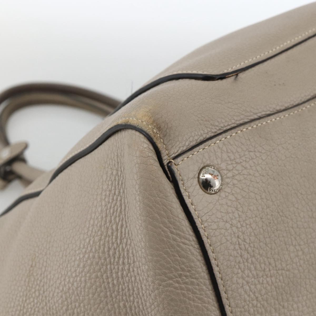 PRADA Tote Bag Leather Gray Silver Auth ka3597