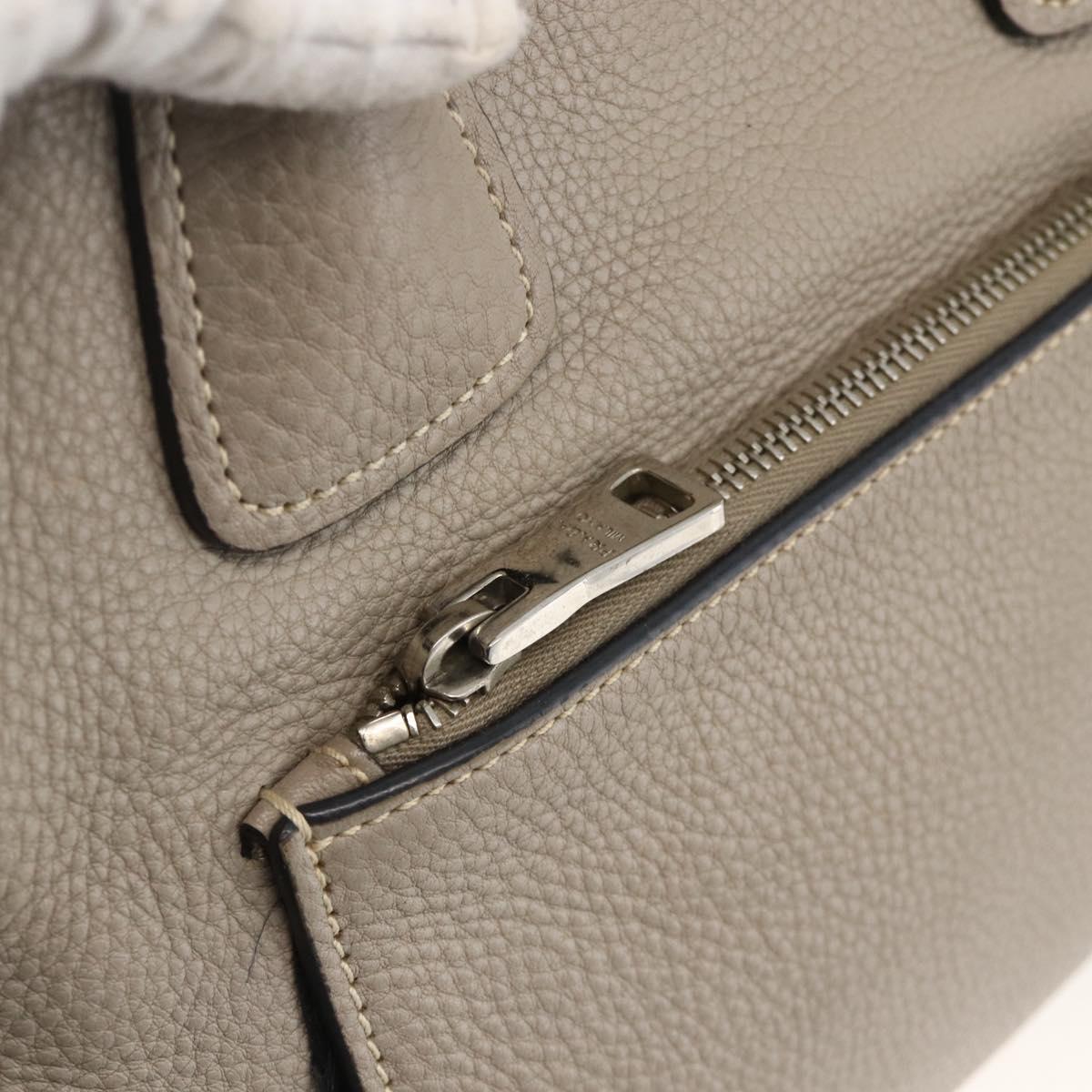 PRADA Tote Bag Leather Gray Silver Auth ka3597