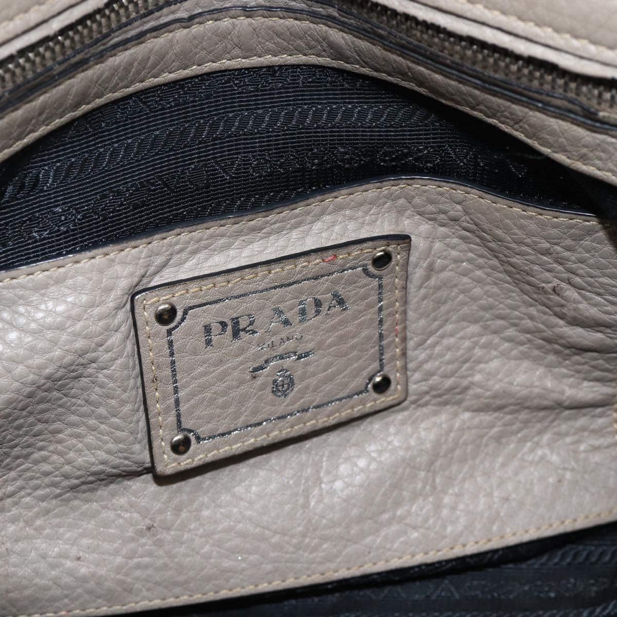 PRADA Tote Bag Leather Gray Silver Auth ka3597