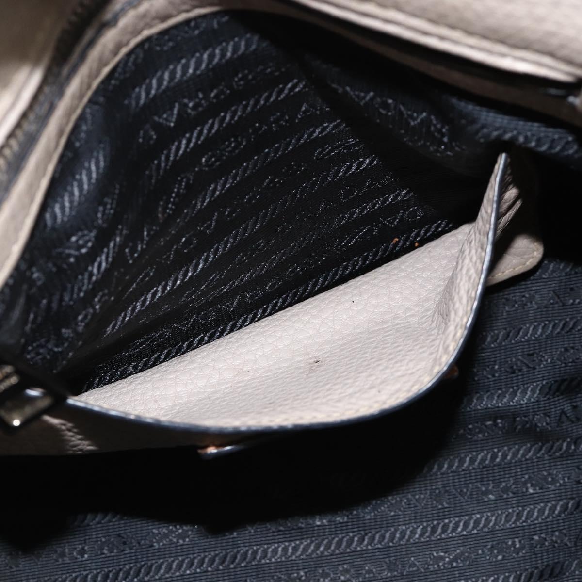 PRADA Tote Bag Leather Gray Silver Auth ka3597
