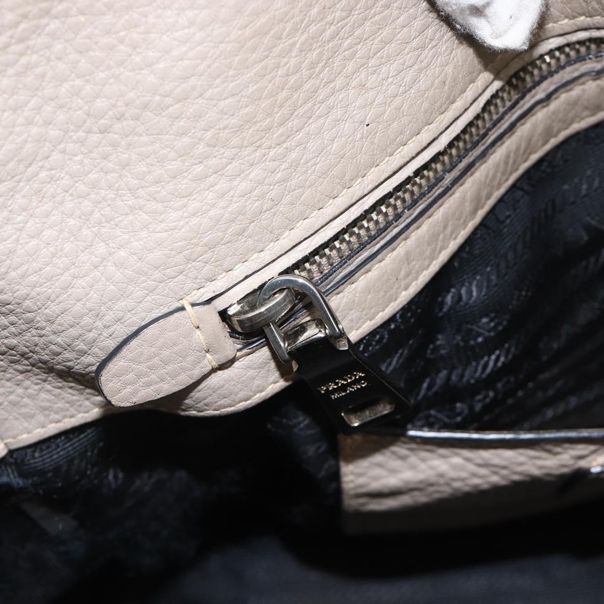 PRADA Tote Bag Leather Gray Silver Auth ka3597