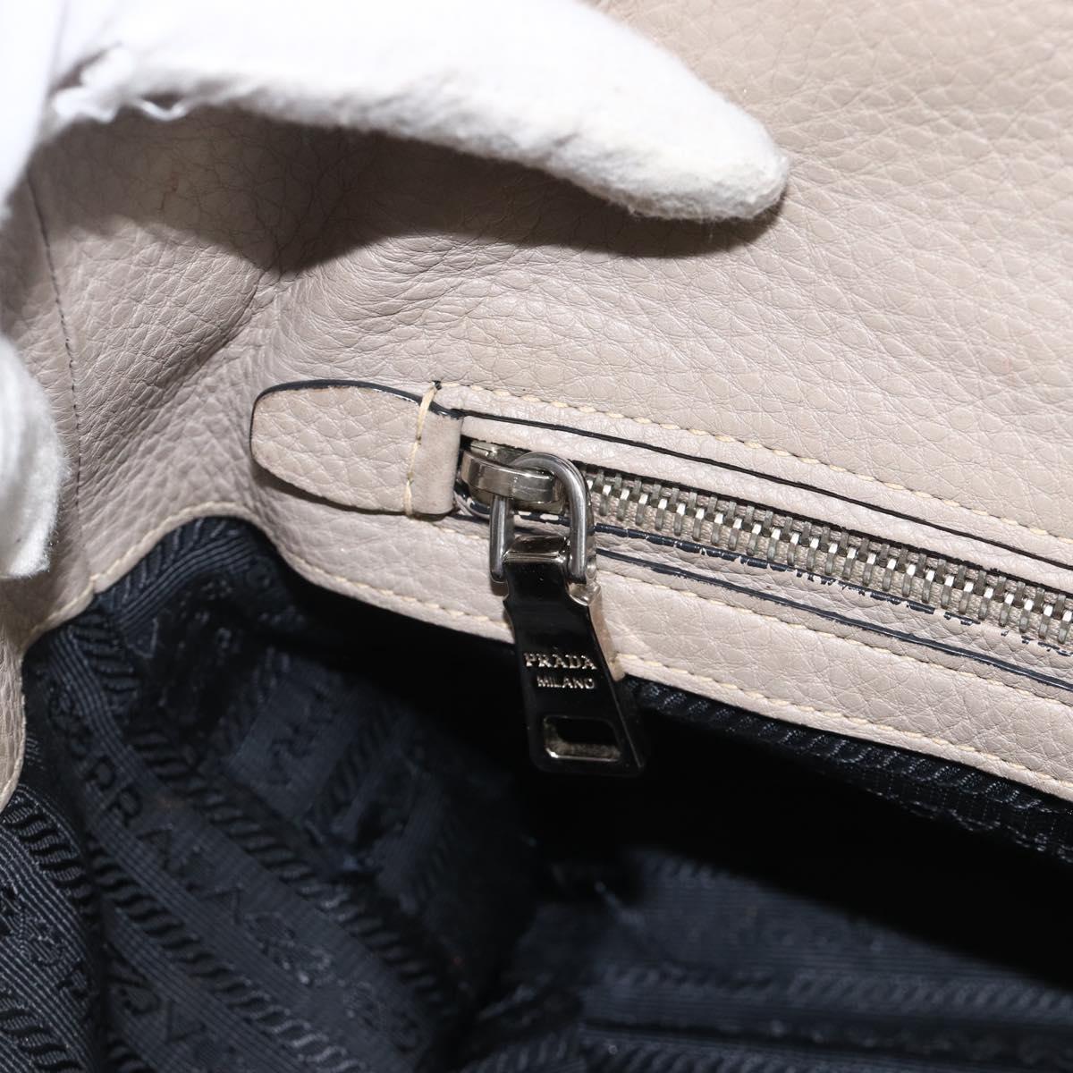 PRADA Tote Bag Leather Gray Silver Auth ka3597
