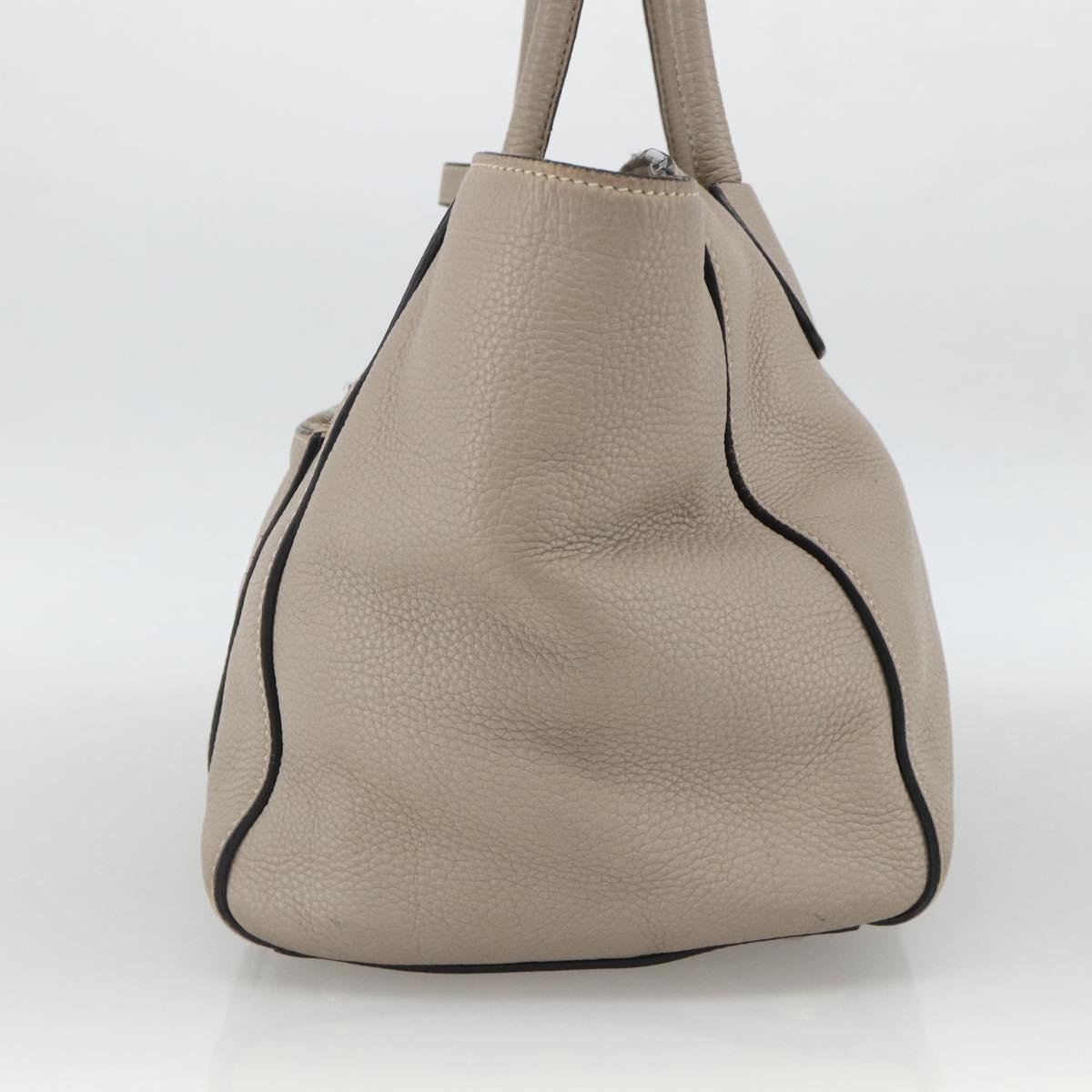 PRADA Tote Bag Leather Gray Silver Auth ka3597