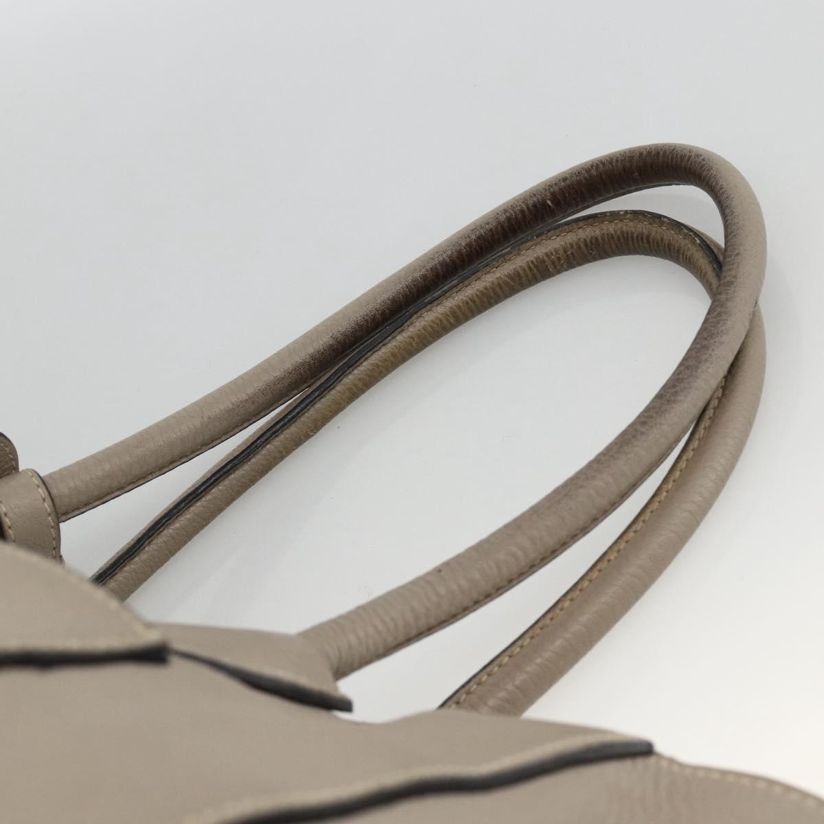 PRADA Tote Bag Leather Gray Silver Auth ka3597