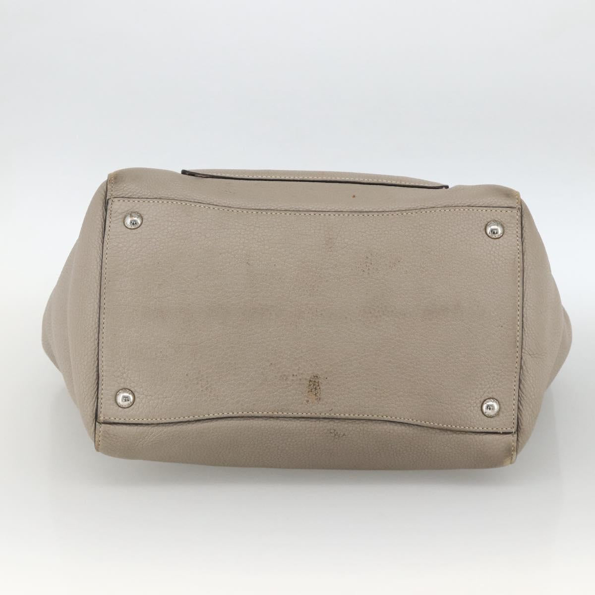 PRADA Tote Bag Leather Gray Silver Auth ka3597