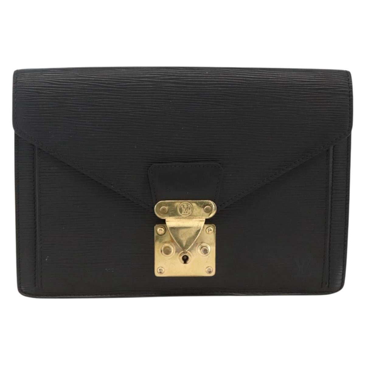 LOUIS VUITTON Epi Serie Dragonne Clutch Bag Black Noir M52612 LV Auth ka3605