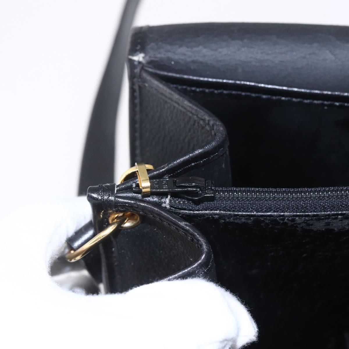 Christian Dior Honeycomb Canvas Shoulder Bag PVC Black Gold Auth ka361